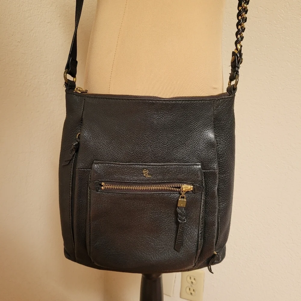 Elliott Lucca Black Leather Crossbody Purse